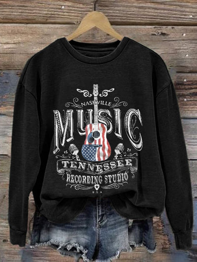 Retro Nashville Music Tennessee Recording Studio Print Sweatshirt