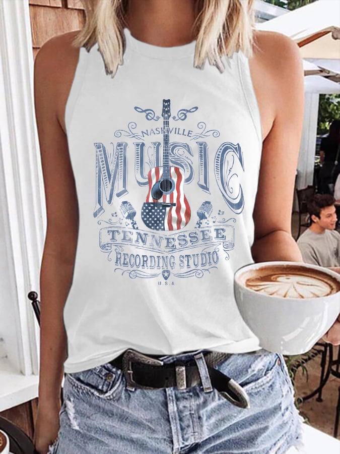 Retro Nashville Music Tennessee Recording Studio Print Vest