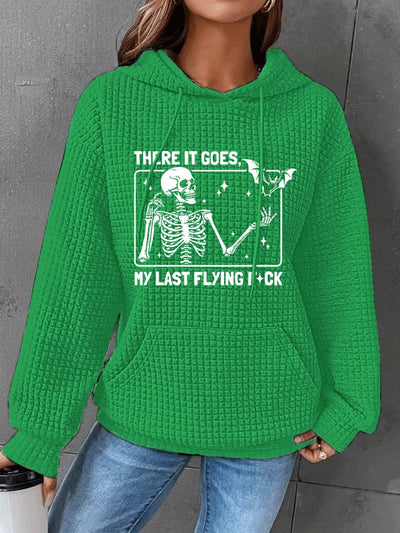 Women'sHalloween There It Goes My Last Flying F*ck Print Waffle Hooded Sweatshirt
