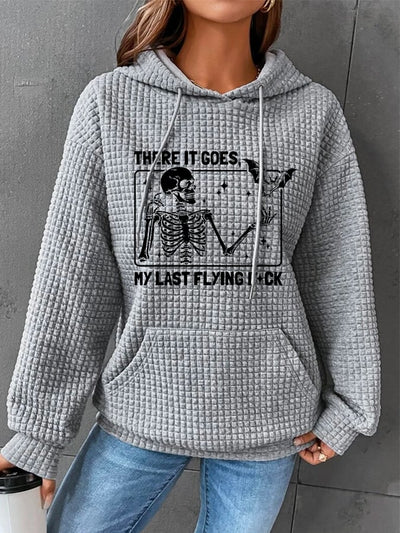 Women'sHalloween There It Goes My Last Flying F*ck Print Waffle Hooded Sweatshirt