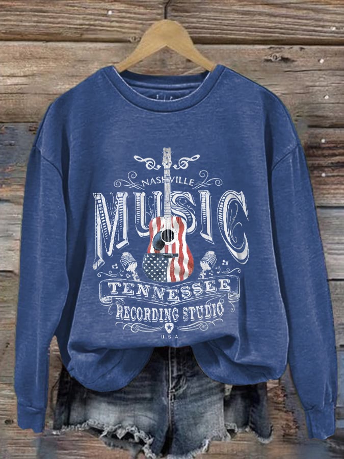 Retro Nashville Music Tennessee Recording Studio Print Sweatshirt