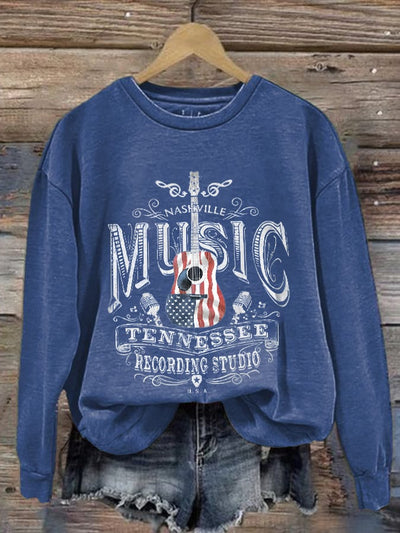 Retro Nashville Music Tennessee Recording Studio Print Sweatshirt