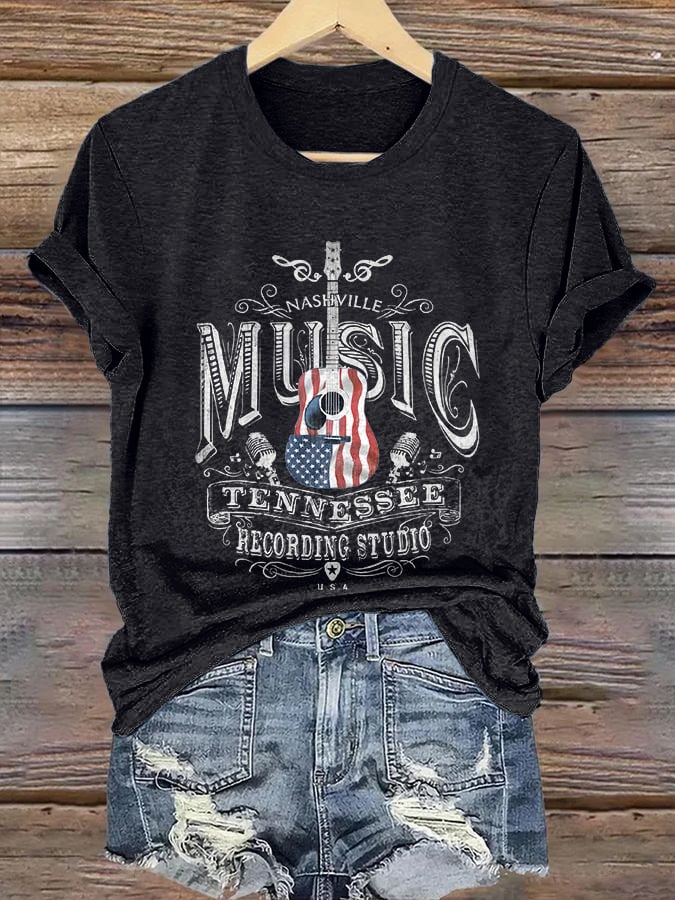 Retro Nashville Music Tennessee Recording Studio Print T-Shirt