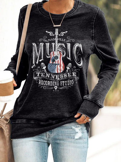 Retro Nashville Music Tennessee Recording Studio Print Sweatshirt