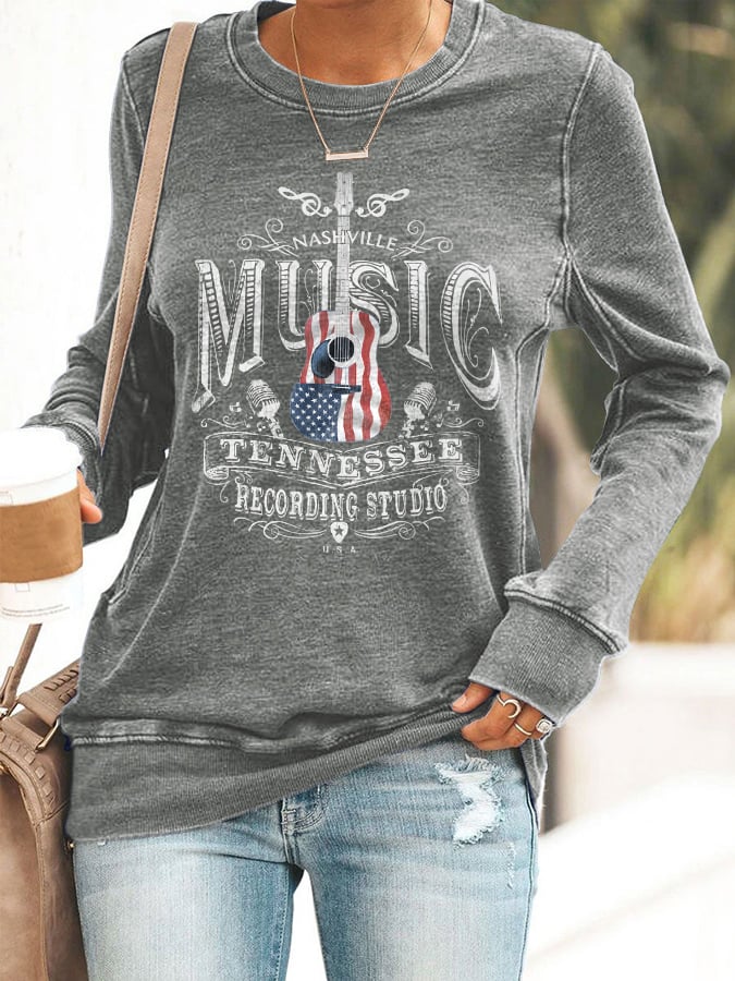 Retro Nashville Music Tennessee Recording Studio Print Sweatshirt