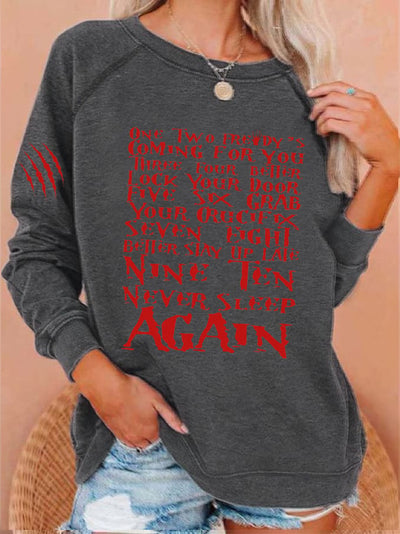 Women's Halloween One Two Horros Coming For You Blood Stain Print Sweatshirt