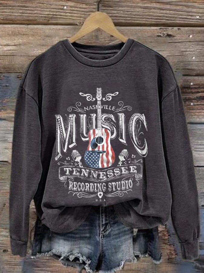 Retro Nashville Music Tennessee Recording Studio Print Sweatshirt