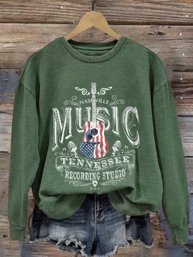 Retro Nashville Music Tennessee Recording Studio Print Sweatshirt