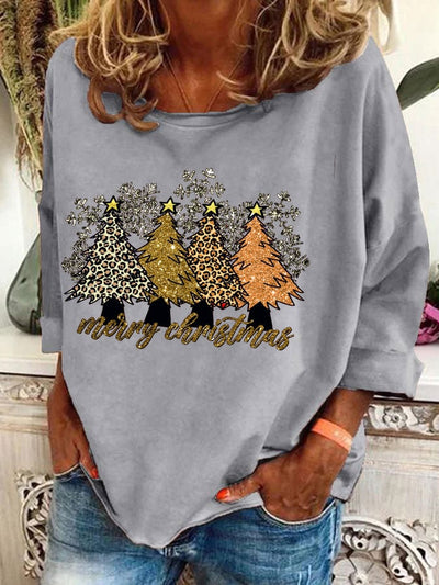 🔥Buy 3 Get 10% Off🔥Women's Leopard Christmas Tree Print Sweatshirt