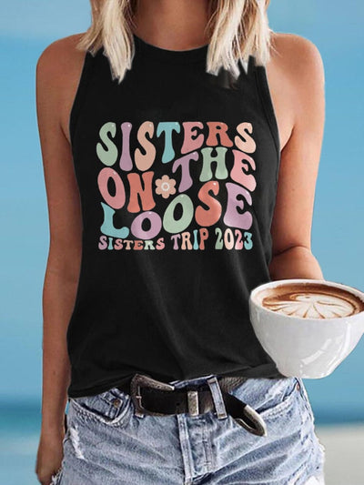 Vintage Sisters On The Loose Sisters 's Trip 2023 Print Tank Top