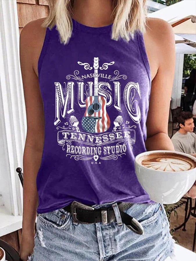 Retro Nashville Music Tennessee Recording Studio Print Vest