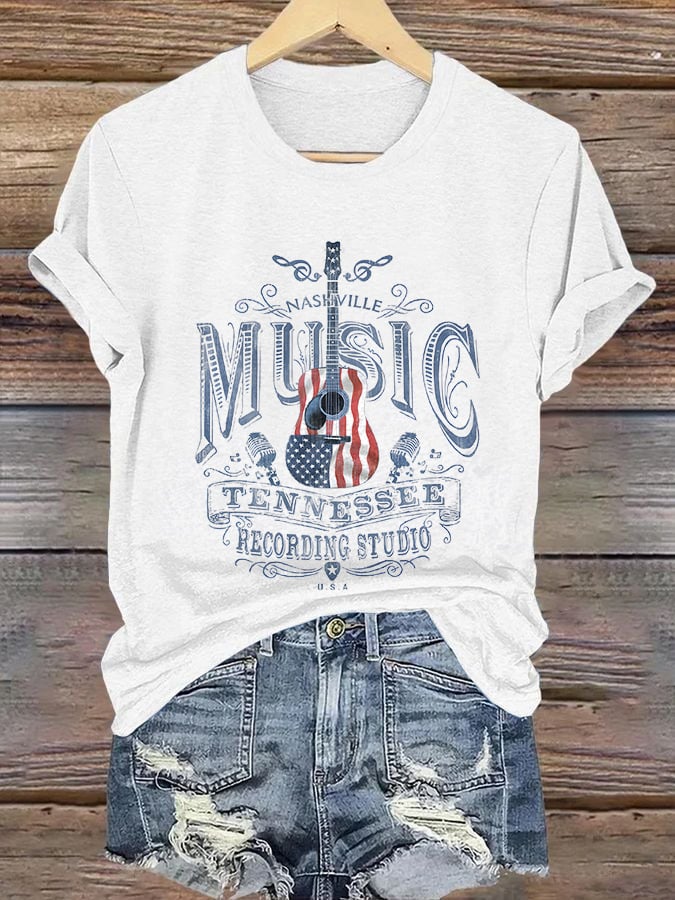 Retro Nashville Music Tennessee Recording Studio Print T-Shirt