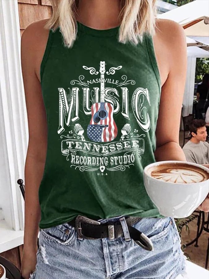 Retro Nashville Music Tennessee Recording Studio Print Vest