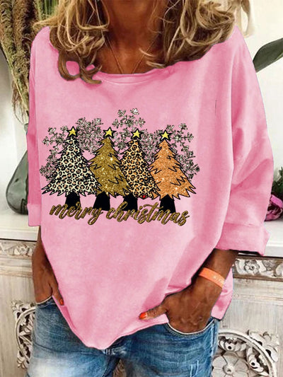 🔥Buy 3 Get 10% Off🔥Women's Leopard Christmas Tree Print Sweatshirt