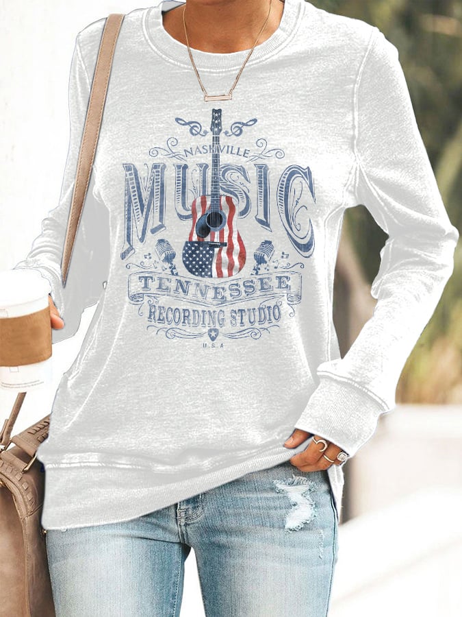 Retro Nashville Music Tennessee Recording Studio Print Sweatshirt