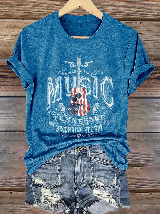 Retro Nashville Music Tennessee Recording Studio Print T-Shirt