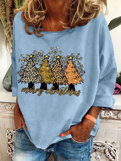 🔥Buy 3 Get 10% Off🔥Women's Leopard Christmas Tree Print Sweatshirt