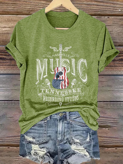 Retro Nashville Music Tennessee Recording Studio Print T-Shirt