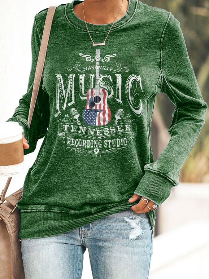 Retro Nashville Music Tennessee Recording Studio Print Sweatshirt
