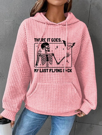 Women'sHalloween There It Goes My Last Flying F*ck Print Waffle Hooded Sweatshirt