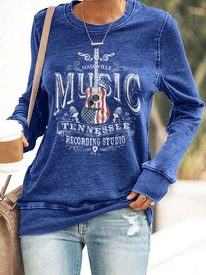 Retro Nashville Music Tennessee Recording Studio Print Sweatshirt