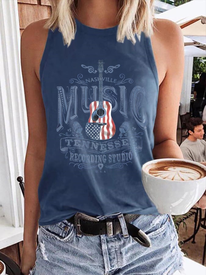 Retro Nashville Music Tennessee Recording Studio Print Vest