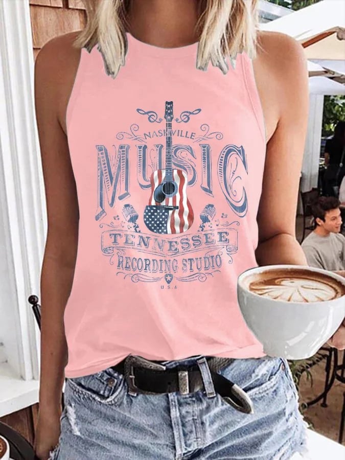 Retro Nashville Music Tennessee Recording Studio Print Vest