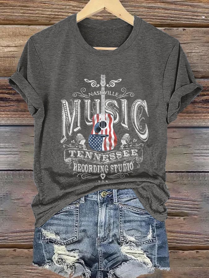 Retro Nashville Music Tennessee Recording Studio Print T-Shirt