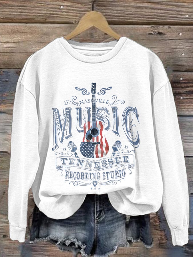 Retro Nashville Music Tennessee Recording Studio Print Sweatshirt